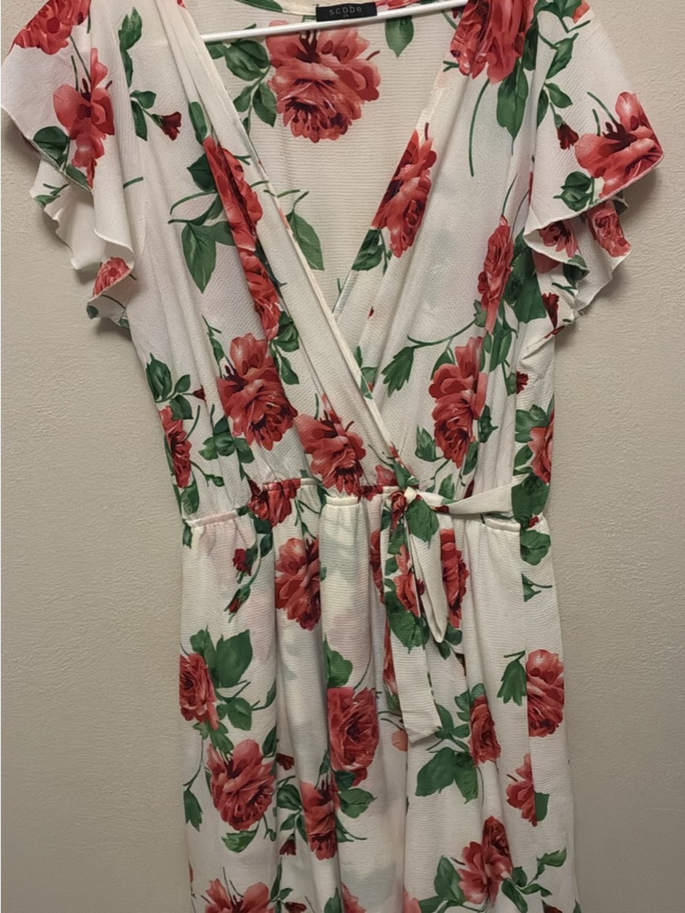 White Floral Wrap Tunic with Tie Waist